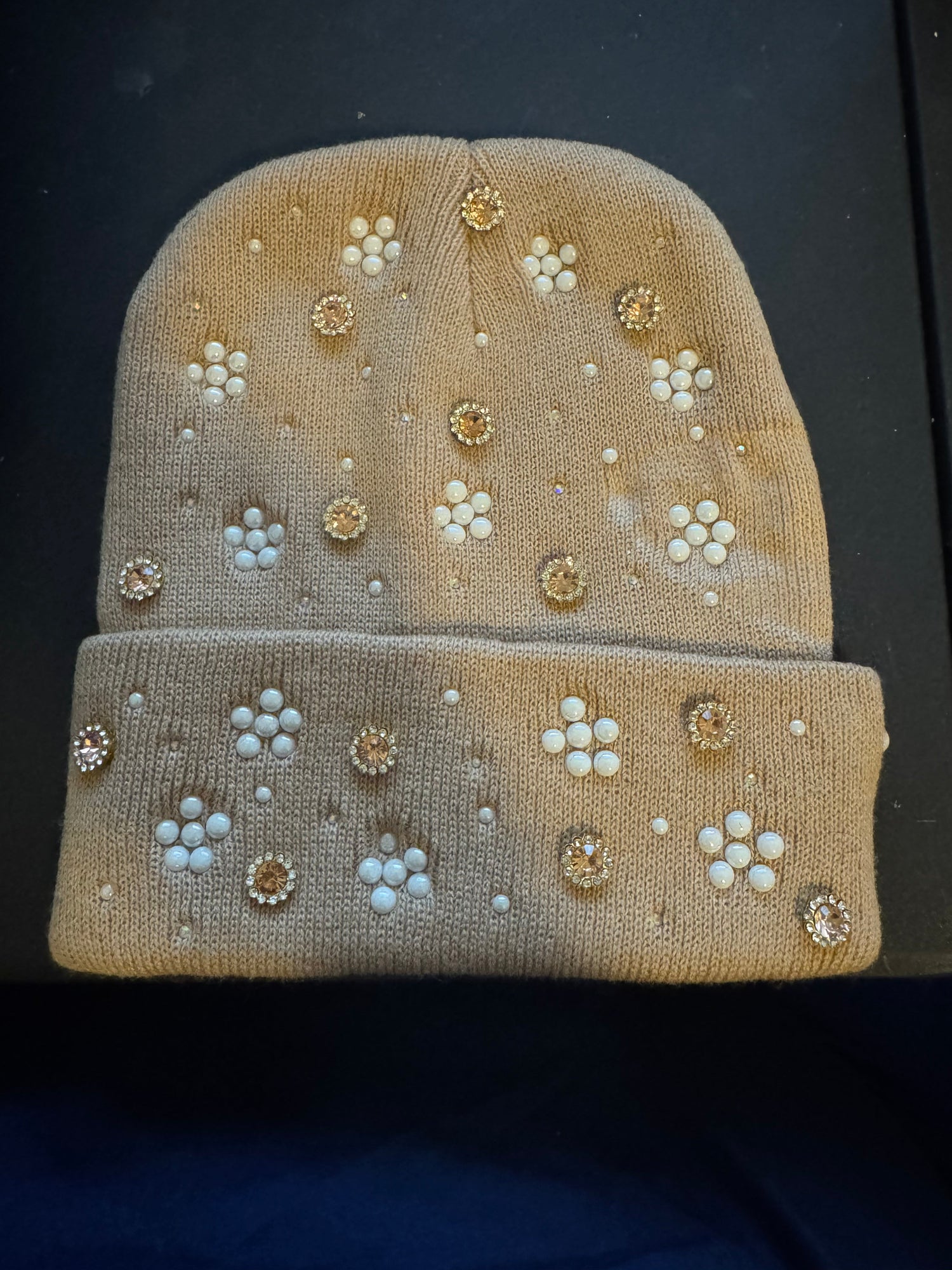 Tan Flower Power Beanie